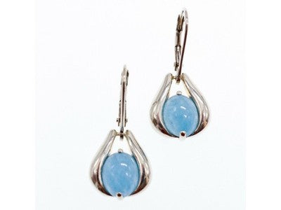 925 Sterling Silver Blue Agate Earrings