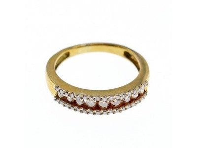 10K Yellow Gold White Sapphire & Diamonds Ring Size 8