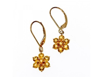 10K Yellow Gold Heliodor Flowers Earrings