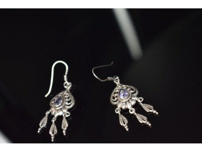 Vintage 925 Sterling Silver Amethyst Earrings