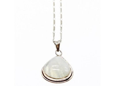 925 Sterling Silver Moonstone Chain With Pendant Italy