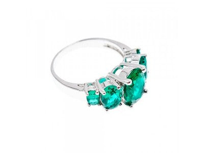 925 Sterling Silver Green CZ Ring Size 8