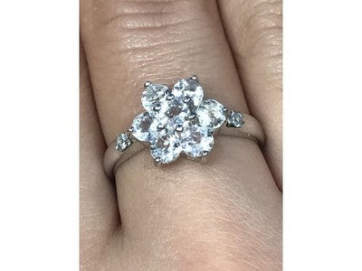 925 Sterling Silver CZ "Flower" Ring Size 8