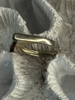 925 Sterling Silver Spinel & Marcasite Ring Size 7.5