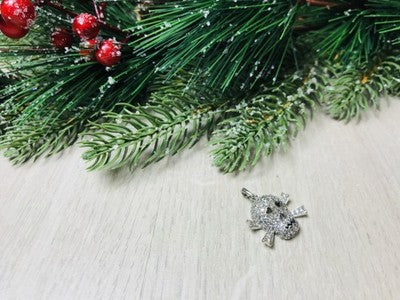 925 Sterling Silver CZ Skull Pendant