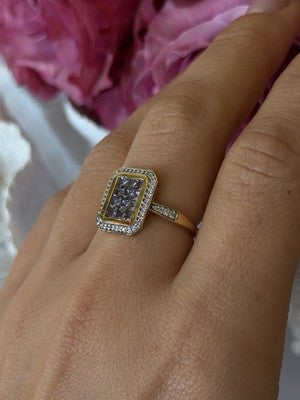 925 Sterling Silver Gold Plated Tanzanite & Beryl Ring Size 8