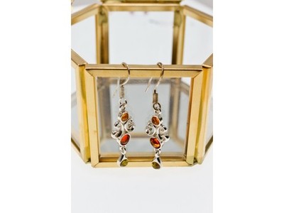 925 Sterling Silver Amber Earrings