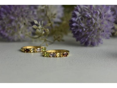 925 Sterling Silver Gold Plated Multi Gemstones Earrings