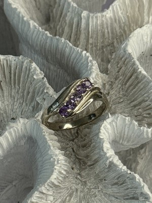 Elegant 925 Sterling Silver Amethyst Ring Size 9.5