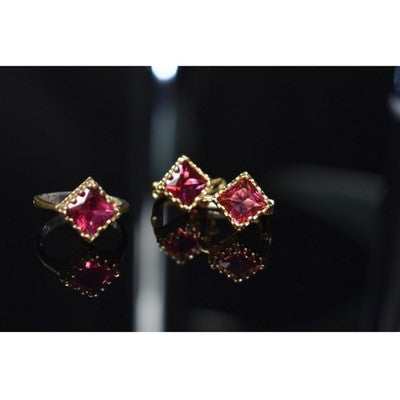 925 Sterling Silver with Gilding Alpanite Set (Ring Size 6)