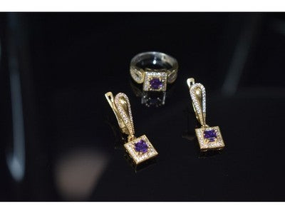 925 Sterling Silver Tanzanite & CZ Jewelry Set Turkey