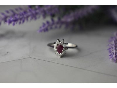 925 Sterling Silver Pink Spinel and CZ Ring Size 8