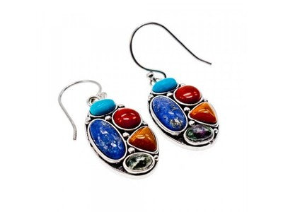 925 Sterling Silver Multicolor Jasper Earrings