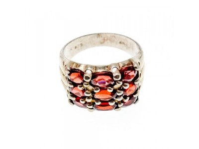 925 Sterling Silver Almandine Ring Size 8