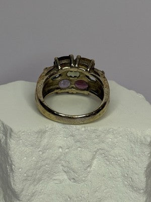 925 Sterling Silver Multicolor Spinel Ring Size 6