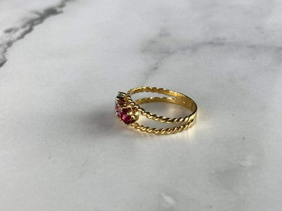 GOLD PLATED RING WITH MULTICOLOR CZ SIZE 6.5
