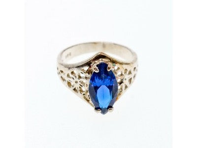 925 Sterling Silver Blue Tourmaline Ring Size 6.5