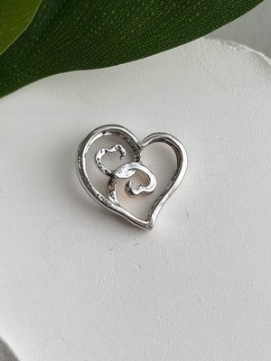JWBR 10K Yellow Gold & 925 Sterling Silver Diamond Heart Pendant