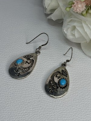 Navajo Turquoise Native American 925 Sterling Silver Earrings