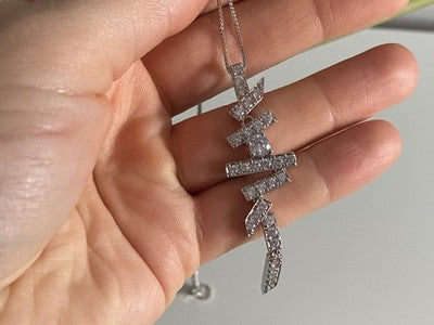 925 Sterling Silver CZ Chain With Pendant Italy