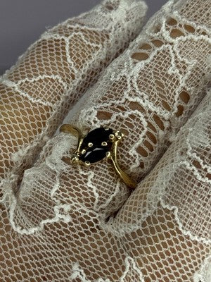 14K Yellow Gold Sapphire & Diamond Ring Size 7.5