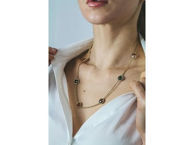 925 Sterling Silver Gold Plated Multicolor Jewelry Glass Necklace