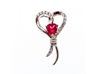 925 Sterling Silver Pink Sapphire & Colorless Quartz Pendant