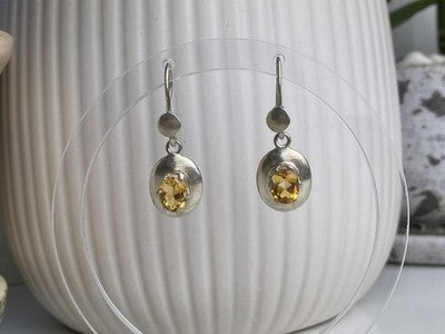 925 Sterling Silver Yellow Tourmaline Earrings