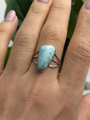 925 Sterling Silver Larimar Ring Size 8.5