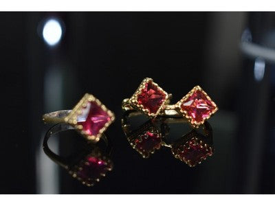 925 Sterling Silver with Gilding Alpanite Set (Ring Size 7)