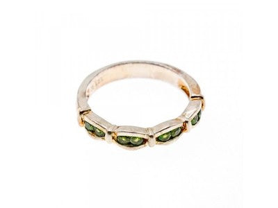 925 Sterling Silver Emeralds Ring Size 7