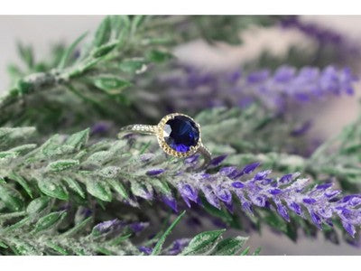 925 Sterling Silver Sapphire Classic Ring Size 8