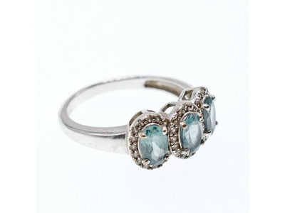 925 Sterling Silver Tourmaline & Quartz Ring Size 7