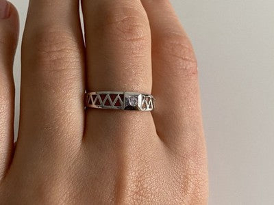 925 Sterling Silver CZ Band Ring Size 8