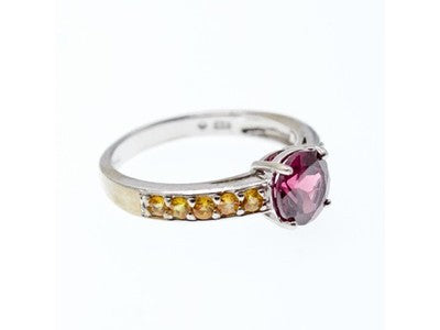 925 Sterling Silver Almandine & Heliodor Ring Size 9