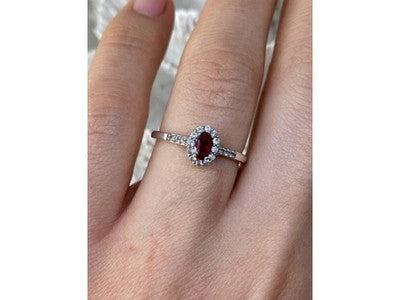 925 Sterling Silver Rubellite & White Tourmaline Ring Size 7