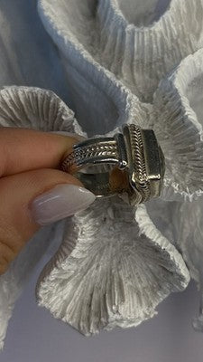 Vintage Style 925 Sterling Silver Quartz Stone Ring Size 6