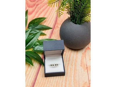 925 Sterling Silver Black Spinel & CZ Ring Size 8.5