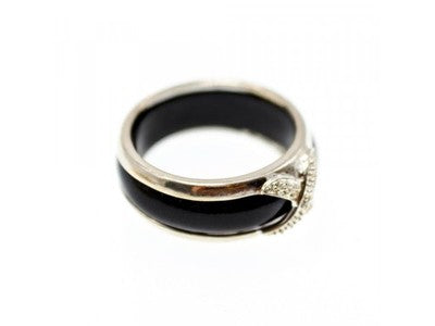 Men's 925 Sterling Silver Black Jade Ring Size 10