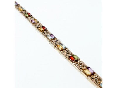 925 Sterling Silver Multi Gemstones Bracelet