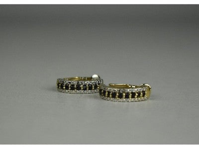 925 Sterling Silver Gold Plated Black Spinel Earrings