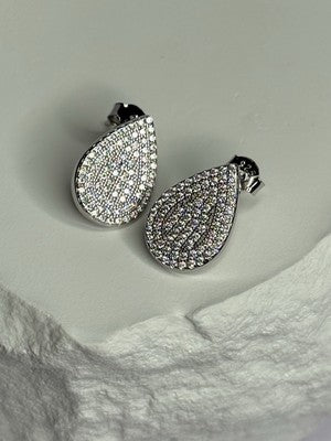 925 Sterling Silver Drop CZ Earrings Length 0.65 Inch