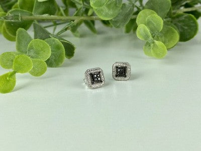 925 Sterling Silver Black Spinel Stud Earrings
