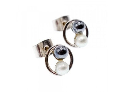 10K White Gold Pearls Earrings Italy