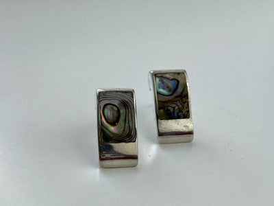 Vintage 925 Sterling Silver Haliotis Stud Earrings
