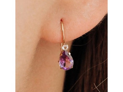 10K Yellow Gold Tourmaline & Diamond Earrings