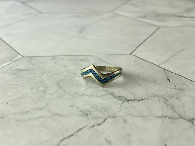 Vintage 925 Sterling Silver Malachite Mosaic Ring Size 6