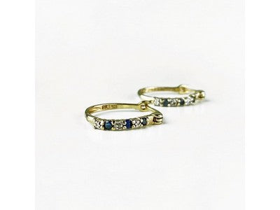 925 Sterling Silver Gold Plated Sapphires & CZ Earrings
