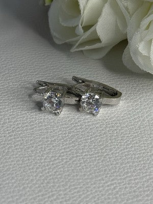 925 Sterling Silver CZ Earrings Length 0.65 Inch