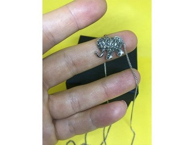925 Sterling Silver CZ Elephant Chain With Pendant